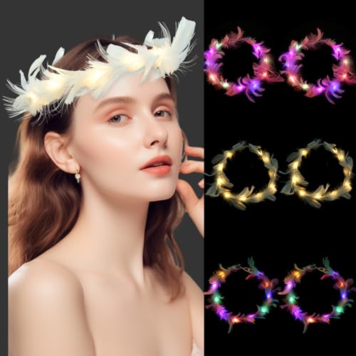 Aubess 6 Stück Leuchtendes Feder Stirnband, LED Feder Stirnbänder Leucht Haarkranz Feder, leuchtendes LED Haarband für Geburtstag, Hochzeit, Party, Halloween, Weihnachten Aubess 6 Stück Leuchtendes Feder Stirnband, LED Feder Stirnbänder Leucht Haarkranz Feder, leuchtendes LED Haarband für Geburtstag, Hochzeit, Party, Halloween, Weihnachten von Aubess
