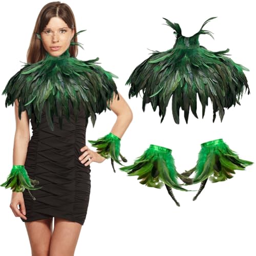 Aublinto Federkragen Kostüm Damen mit Feder Manschetten Federumhang Kostüm Damen Gothic Federrock Pfau Kostüm für Halloween Karneval Maskerade Cosplay Kostüme Aublinto Federkragen Kostüm Damen mit Feder Manschetten Federumhang Kostüm Damen Gothic Federrock Pfau Kostüm für Halloween Karneval Maskerade Cosplay Kostüme von Aublinto
