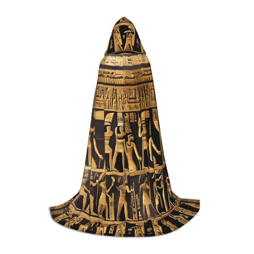 Aubnva Ägypten Hieroglyphen Druck Unisex Kapuzenumhang Vielfalt Halloween Cosplay Karneval Bequem Stilvoll Robe von Aubnva