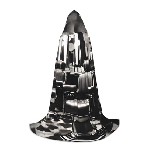 Aubnva Barber Shop Monochromer Stil Druck Unisex Kapuzenumhang Vielfalt Halloween Cosplay Karneval bequem stilvoll Robe von Aubnva