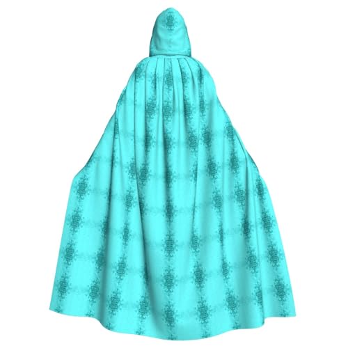 Aubnva Blaugrüner Druck, leichter und atmungsaktiver Unisex-Umhang für Halloween, Cosplay, volle Länge, mit Kapuze von Aubnva