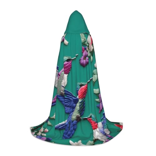 Aubnva Blumen-Kolibri-Stickerei-Druck, Unisex, Kapuzenumhang, verschiedene Anlässe, Halloween, Cosplay, Karneval, bequem, stilvoll von Aubnva