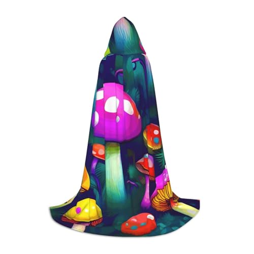 Aubnva Bright Mushrooms Kunstdruck Unisex Kapuzenumhang Vielzahl Halloween Cosplay Karneval bequem stilvoll Robe von Aubnva