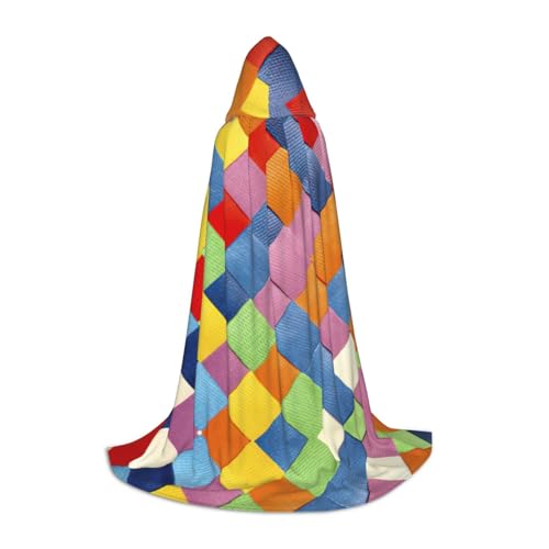 Aubnva Buntes Karomuster, Unisex, Kapuzenumhang, vielfältig, Halloween, Cosplay, Karneval, bequem, stilvoll von Aubnva