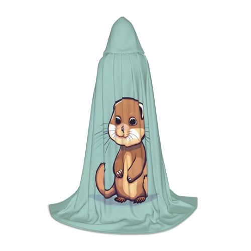 Aubnva Cartoon-Umhang mit süßem Otter-Druck, unisex, mit Kapuze, für Halloween, Cosplay, Karneval, bequem, stilvoll von Aubnva