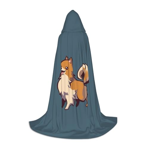 Aubnva Cartoon-Zwergspitz-Hunde-Druck, Unisex, Kapuzenumhang, vielfältig, Halloween, Cosplay, Karneval, bequem, stilvoll von Aubnva