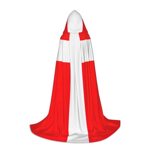 Aubnva Dänemark, dänische Flagge, Druck, Unisex, Kapuzenumhang, verschiedene Anlässe, Halloween, Cosplay, Karneval, bequem, stilvoll von Aubnva