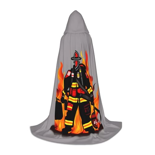 Aubnva Feuerwehrmann Druck Unisex Kapuzenumhang Vielzahl Halloween Cosplay Karneval bequem stilvoll Robe von Aubnva