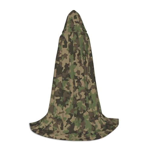 Aubnva Grüner Camouflage-Umhang mit Kapuze, Unisex, für Halloween, Cosplay, Karneval, bequem, stilvoll von Aubnva