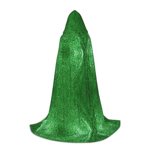 Aubnva Grüner Pailletten-Umhang mit funkelndem Druck, unisex, mit Kapuze, vielfältig, Halloween, Cosplay, Karneval, bequem, stilvoll von Aubnva