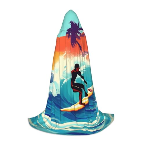 Aubnva Hawaiianischer Surfer auf gewelltem Druck, Unisex, Kapuzenumhang, verschiedene Anlässe, Halloween, Cosplay, Karneval, bequem, stilvoll Aubnva Hawaiianischer Surfer auf gewelltem Druck, Unisex, Kapuzenumhang, verschiedene Anlässe, Halloween, Cosplay, Karneval, bequem, stilvoll von Aubnva