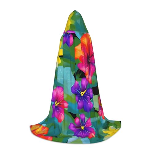 Aubnva Hawaiianischer farbenfroher Blumendruck, Unisex, Kapuzenumhang, verschiedene Anlässe, Halloween, Cosplay, Karneval, bequem, stilvoll Aubnva Hawaiianischer farbenfroher Blumendruck, Unisex, Kapuzenumhang, verschiedene Anlässe, Halloween, Cosplay, Karneval, bequem, stilvoll von Aubnva