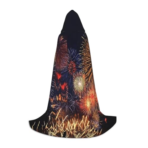 Aubnva Kapuzenumhang mit Feuerwerk-Aufdruck, Unisex, für Halloween, Cosplay, Karneval, bequem, stilvoll von Aubnva