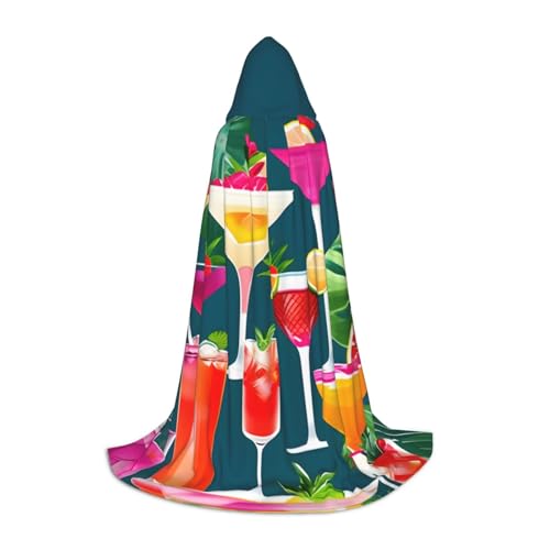 Aubnva Kapuzenumhang mit tropischem Cocktail-Druck, Unisex, für Halloween, Cosplay, Karneval, bequem, stilvoll von Aubnva