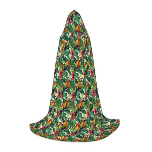 Aubnva Kapuzenumhang mit tropischer Blume, Blätter, Papagei, Unisex, verschiedene Anlässe, Halloween, Cosplay, Karneval, bequem, stilvoll von Aubnva