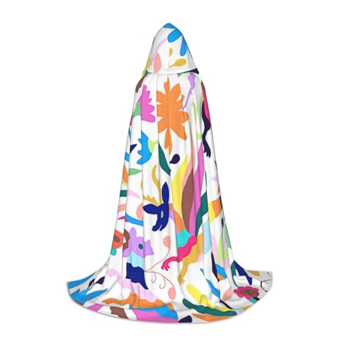 Aubnva Mexikanischer Otomi-Tier-Aufdruck, Unisex, Kapuzenumhang, vielfältig, Halloween, Cosplay, Karneval, bequem, stilvoll von Aubnva