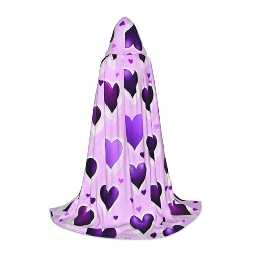 Aubnva Modischer violetter Herz-Druck, Unisex, Kapuzenumhang, vielfältig, Halloween, Cosplay, Karneval, bequem, stilvoll Aubnva Modischer violetter Herz-Druck, Unisex, Kapuzenumhang, vielfältig, Halloween, Cosplay, Karneval, bequem, stilvoll von Aubnva
