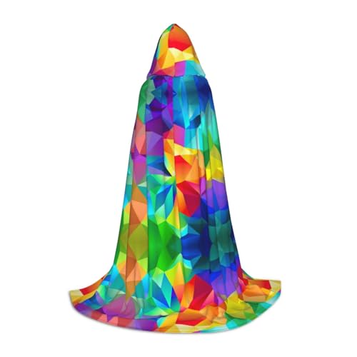 Aubnva Regenbogen, geometrischer Druck, Unisex, Kapuzenumhang, verschiedene Anlässe, Halloween, Cosplay, Karneval, bequem, stilvoll von Aubnva