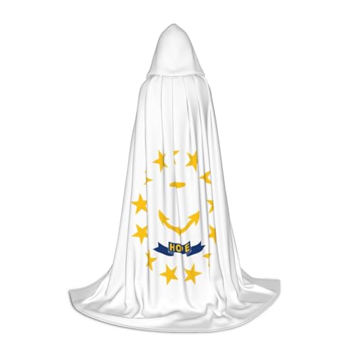 Aubnva Rhode Island State Flag Print Unisex Kapuzenumhang Vielfalt Halloween Cosplay Karneval bequem stilvoll Robe von Aubnva