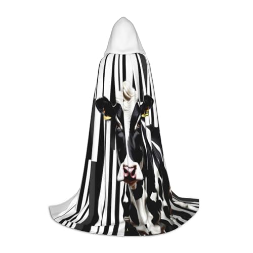Aubnva Schwarz-weißer Milchkuh-Aufdruck, Unisex, Kapuzenumhang, vielfältig, Halloween, Cosplay, Karneval, bequem, stilvoll Aubnva Schwarz-weißer Milchkuh-Aufdruck, Unisex, Kapuzenumhang, vielfältig, Halloween, Cosplay, Karneval, bequem, stilvoll von Aubnva