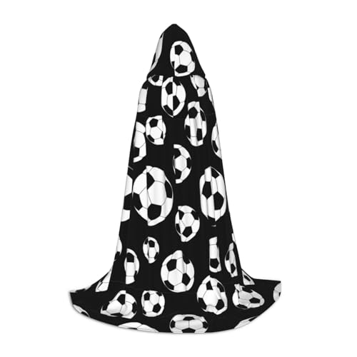 Aubnva Schwarzer Fußball-Umhang mit Kapuze, Unisex, verschiedene Anlässe, Halloween, Cosplay, Karneval, bequem, stilvoll von Aubnva