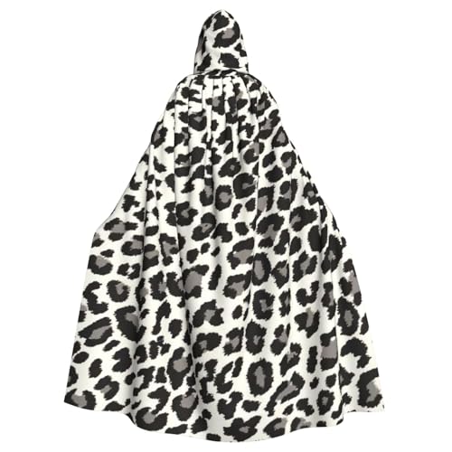 Aubnva Schwarzer Leopardenmuster, leichter und atmungsaktiver Unisex-Umhang für Halloween, Cosplay, volle Länge, mit Kapuze von Aubnva