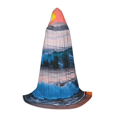 Aubnva Sonnenuntergang und Sonnenaufgang mit Meereswellen-Druck, Unisex, Kapuzenumhang, verschiedene Anlässe, Halloween, Cosplay, Karneval, bequem, stilvoll von Aubnva