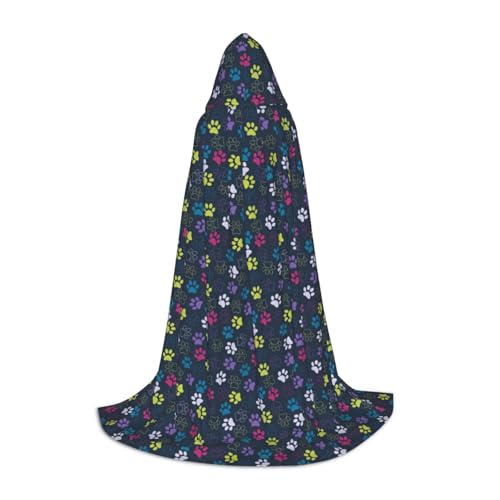 Aubnva Süßer Hundepfotenabdruck, Unisex, Kapuzenumhang, verschiedene Anlässe, Halloween, Cosplay, Karneval, bequem, stilvoll von Aubnva