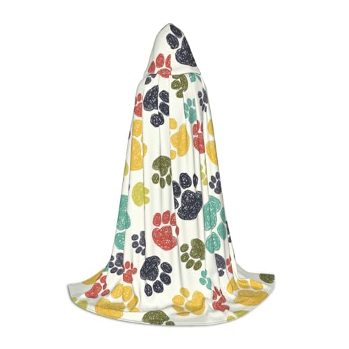 Aubnva Süßer farbenfroher Hundepfotenabdruck, Unisex, Kapuzenumhang, verschiedene Anlässe, Halloween, Cosplay, Karneval, bequem, stilvoll Aubnva Süßer farbenfroher Hundepfotenabdruck, Unisex, Kapuzenumhang, verschiedene Anlässe, Halloween, Cosplay, Karneval, bequem, stilvoll von Aubnva