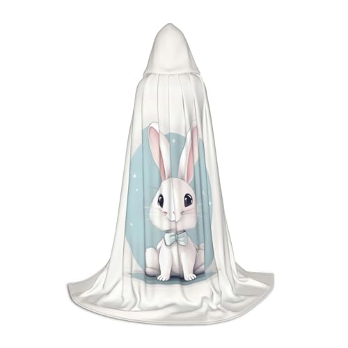 Aubnva Süßer weißer Hasen-Druck, Unisex, Kapuzenumhang, verschiedene Anlässe, Halloween, Cosplay, Karneval, bequem, stilvoll Aubnva Süßer weißer Hasen-Druck, Unisex, Kapuzenumhang, verschiedene Anlässe, Halloween, Cosplay, Karneval, bequem, stilvoll von Aubnva