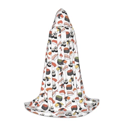 Aubnva Sushi-Aufdruck, Unisex, Kapuzenumhang, vielfältig, Halloween, Cosplay, Karneval, bequem, stilvoll von Aubnva
