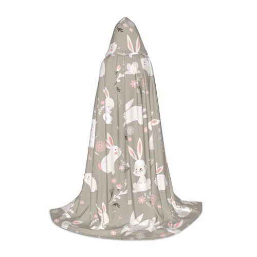 Aubnva Umhang mit Kapuze und Osterhasen-Blumendruck, unisex, für Halloween, Cosplay, Karneval, bequem, stilvoll von Aubnva