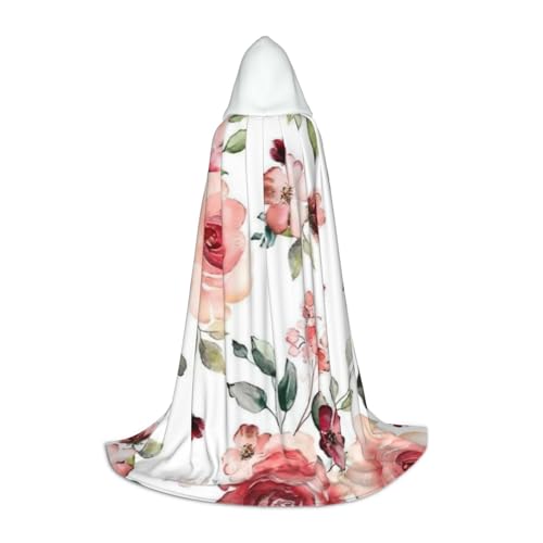 Aubnva Umhang mit blühender Rose, Blumendruck, Unisex, mit Kapuze, für Halloween, Cosplay, Karneval, bequem, stilvoll Aubnva Umhang mit blühender Rose, Blumendruck, Unisex, mit Kapuze, für Halloween, Cosplay, Karneval, bequem, stilvoll von Aubnva