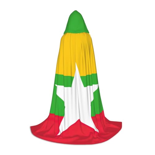 Aubnva Umhang mit der Flagge von Myanmar, Unisex, mit Kapuze, für Halloween, Cosplay, Karneval, bequem, stilvoll von Aubnva