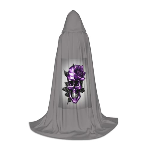 Aubnva Umhang mit lila Rose und Totenkopf-Aufdruck, Unisex, mit Kapuze, für Halloween, Cosplay, Karneval, bequem, stilvoll Aubnva Umhang mit lila Rose und Totenkopf-Aufdruck, Unisex, mit Kapuze, für Halloween, Cosplay, Karneval, bequem, stilvoll von Aubnva