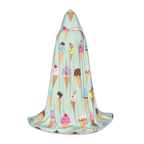 Aubnva Unisex Kapuzenumhang mit Eistüten bedruckt, für Halloween, Cosplay, Karneval, bequem, stilvoll von Aubnva