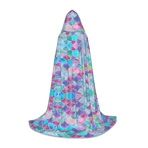 Aubnva Unisex Kapuzenumhang mit Fischschuppen-Motiv, für Halloween, Cosplay, Karneval, bequem, stilvoll von Aubnva