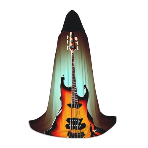 Aubnva Unisex Kapuzenumhang mit Gitarre, Bass, Musik, Musikinstrument, verschiedene Anlässe, Halloween, Cosplay, Karneval, bequem, stilvoll von Aubnva
