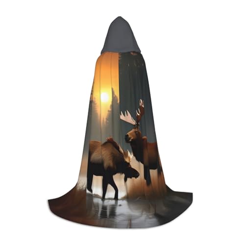 Aubnva Unisex Kapuzenumhang mit Hirschbär, Elch, verschiedene Designs, Halloween, Cosplay, Karneval, bequem, stilvoll von Aubnva