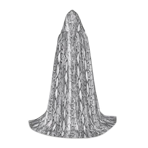 Aubnva Unisex Kapuzenumhang mit Schlangenhaut-Motiv, Schwarz und Weiß, für Halloween, Cosplay, Karneval, bequem, stilvoll von Aubnva