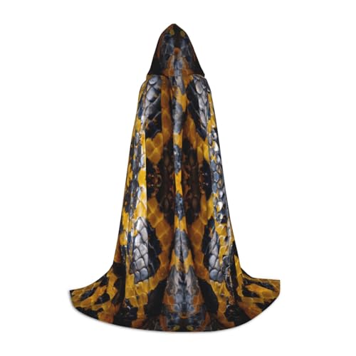 Aubnva Unisex Kapuzenumhang mit gelbem Schlangenmuster, verschiedene Anlässe, Halloween, Cosplay, Karneval, bequem, stilvoll von Aubnva