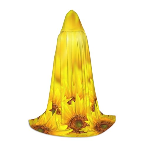 Aubnva Unisex Kapuzenumhang mit gelbem Sonnenblumen-Druck, verschiedene Anlässe, Halloween, Cosplay, Karneval, bequem, stilvoll von Aubnva