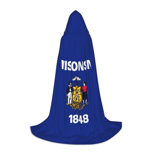 Aubnva Wisconsin Umhang mit Staatsflagge, Unisex, mit Kapuze, für Halloween, Cosplay, Karneval, bequem, stilvoll von Aubnva