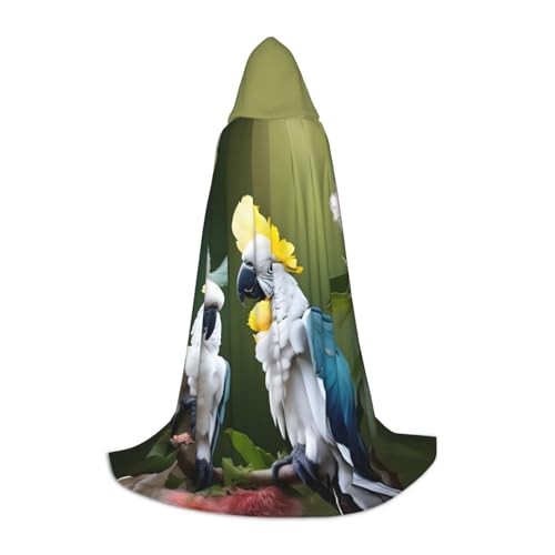 Aubnva Wunderschöner Kakadu-Vogel-Blumendruck, Unisex, Kapuzenumhang, vielfältig, Halloween, Cosplay, Karneval, bequem, stilvoll Aubnva Wunderschöner Kakadu-Vogel-Blumendruck, Unisex, Kapuzenumhang, vielfältig, Halloween, Cosplay, Karneval, bequem, stilvoll von Aubnva