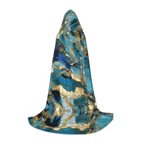 Azurit Blaugrün und Folie, Gold, Öl-Marmor-Muster, Druck, Unisex, Kapuzenumhang, verschiedene Anlässe, Halloween, Cosplay, Karneval, bequem, stilvoll Azurit Blaugrün und Folie, Gold, Öl-Marmor-Muster, Druck, Unisex, Kapuzenumhang, verschiedene Anlässe, Halloween, Cosplay, Karneval, bequem, stilvoll von Aubnva