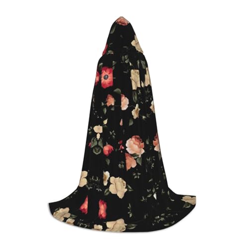 Herbst-Umhang mit schönem Blumendruck, Unisex, mit Kapuze, für Halloween, Cosplay, Karneval, bequem, stilvoll von Aubnva