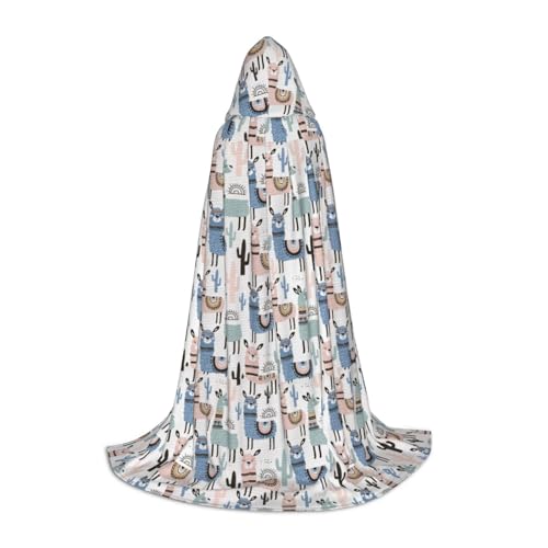 Lama Alpaka Kaktus Druck Unisex Kapuzenumhang Vielfalt Halloween Cosplay Karneval bequem stilvoll Robe von Aubnva