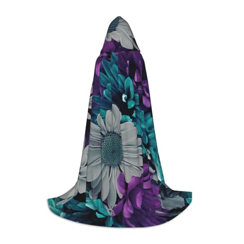 Umhang mit Kapuze und Blumendruck, Unisex, Violett und Blaugrün, für Halloween, Cosplay, Karneval, bequem, stilvoll Umhang mit Kapuze und Blumendruck, Unisex, Violett und Blaugrün, für Halloween, Cosplay, Karneval, bequem, stilvoll von Aubnva