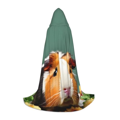 Unisex Kapuzenumhang mit Blumenmotiv und Meerschweinchen-Aufdruck, für Halloween, Cosplay, Karneval, bequem, stilvoll von Aubnva