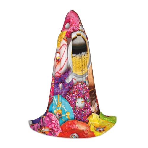 Unisex Kapuzenumhang mit Kaffee- und Donuts-Aufdruck, für Halloween, Cosplay, Karneval, bequem, stilvoll Unisex Kapuzenumhang mit Kaffee- und Donuts-Aufdruck, für Halloween, Cosplay, Karneval, bequem, stilvoll von Aubnva